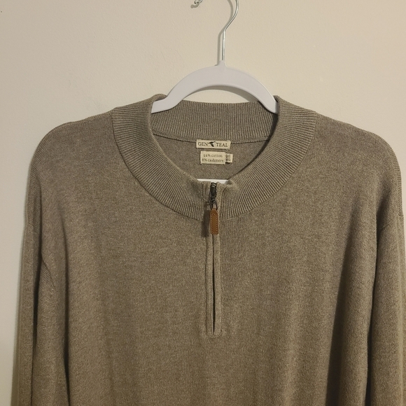 GenTeal | Men's Brown Quarter Zip Cashmere Blend Sweater (Size XXL) - Picture 3 of 11